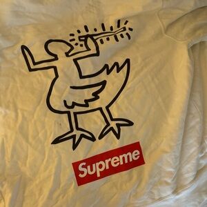 Supreme White Hoodie with Graphic Design